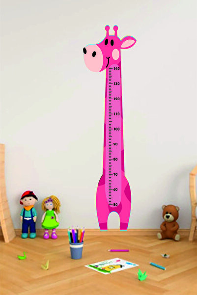 Tekin Store Zürafa Çocuk Odası Boy Ölçer( Pembe) Sticker 35x135 Cm