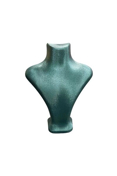 MeGass Dekor London Model Imera Leather Fabric Green Color 22/18 cm Necklace Display Manikin