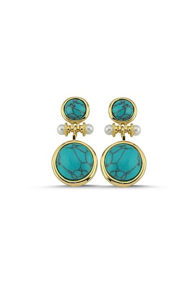 CHARMLUCKY Steel Vintage Turquoise Earrings