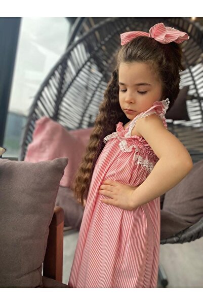 Hilal Akıncı Kids Момичешка раирана плетена рокля