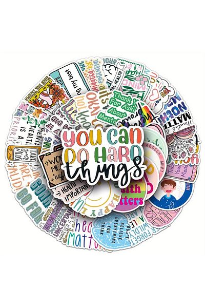 ROSIE 50Pcs Mental Health Self Motivation Series Waterproof Graffiti Stickers