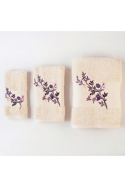 Orange Bed & Bath AVANTI | Embroidered 100% Cotton Towel Set 3 Pcs - Avanti Leaf style