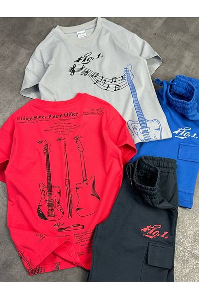 FYONCH Printed Cargo Pocket Boy's Shorts Set