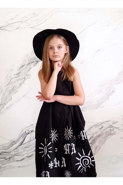 Hilal Akıncı Kids Rochie din țesătură boemă roșie Lotus cu imprimeu H'a pentru fete