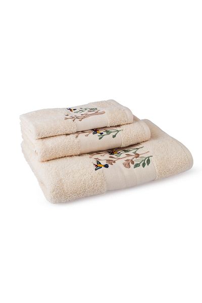 Orange Bed & Bath أفانتي | طقم مناشف مطرزة من القطن ١٠٠٪، ٣ قطع - طيور أفانتي