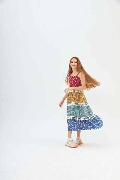 Hilal Akıncı Kids Rochie pentru fetiță, colorată, cu ciucuri, model spaniol
