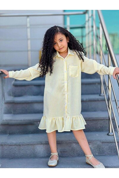 Hilal Akıncı Kids فستان قميص جيب مخطط للفتيات