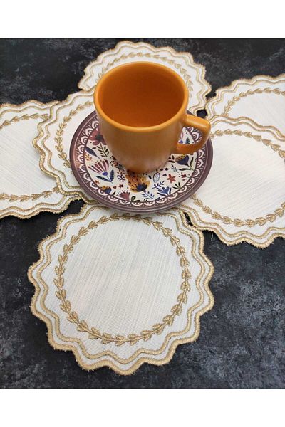 Çt Çeyizci Tekstil Presentation Napkin, Cocktail Napkin, Coffee Side Presentation Holder, Cup Pad 6 Pieces Presentation Napkin