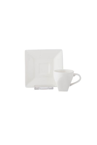 Dania Turkish coffee cup set, plain white porcelain, 6 cups and 6 saucers
