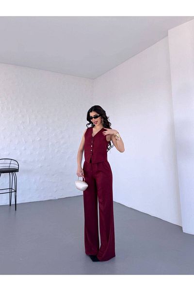 Moda İkra 2-Piece Linen Vest and Trousers Set