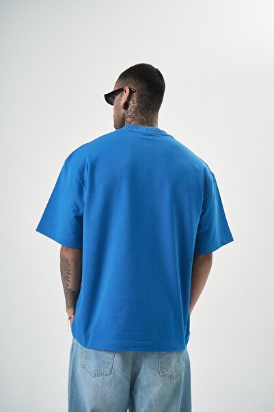 Respire Оверсайз футболка - чоловіча синя з написом Trust