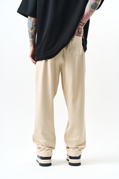 Respire Ανδρική έθνικ ρίγα Λεπτομερής Interlock φαρδύ παντελόνι μπεζ