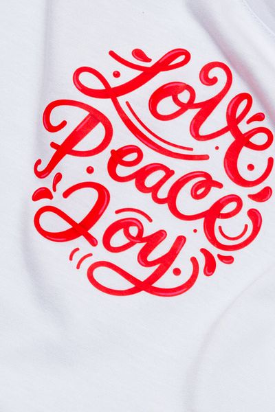 Cottonland Tricou cu imprimeu subțire, cu decolteu O, cu croială normală, WHITE PEACE pentru femei