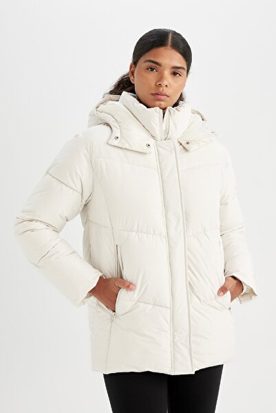 DeFacto Εφαρμόστε αδιάβροχο παλτό fleece με κουκούλα - με επένδυση και φερμουάρ A1553ax24wn