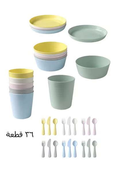 KALAS 36-piece cutlery set, bowls, plates, and glasses