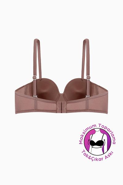 Wonna Сутиен Lotus Unpadded Full Cup без презрамки, бронзово-кафяв, с пуш-ъп четка от микро плат