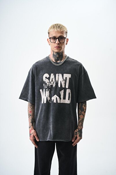 Respire Ανδρικό μπλουζάκι με στάμπα με αστέρι, πλενόμενο, μαύρο