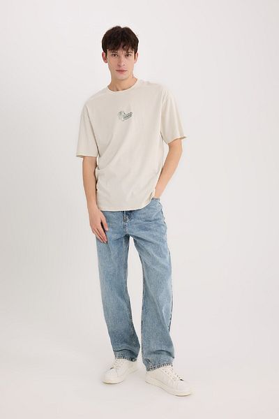 DeFacto 100% βαμβάκι Looney Tunes Boxy Fit Crew λαιμόκοψη με στάμπα κοντομάνικο μπλουζάκι E1871ax25sp