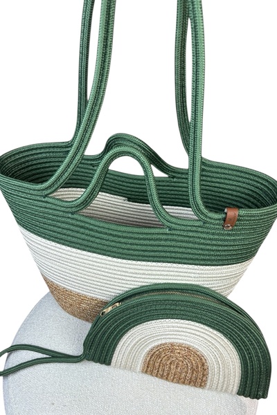 MaVaux Τσάντα και τσάντα ώμου με διπλό φερμουάρ Lumos Wicker Look