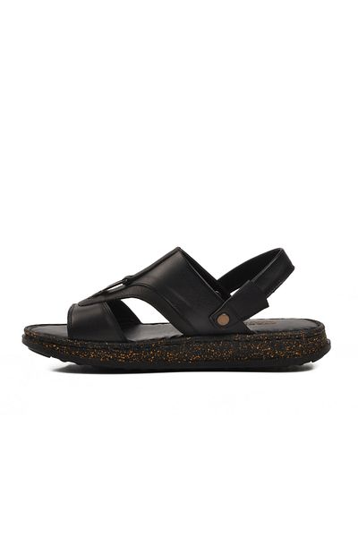 AYK'S Black Genuine Leather Men's Sandals 2050 m