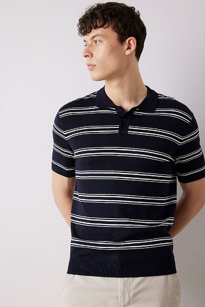 DeFacto Regular Fit Striped Short Sleeve Knitwear Polo T-Shirt E2665Ax25Sp