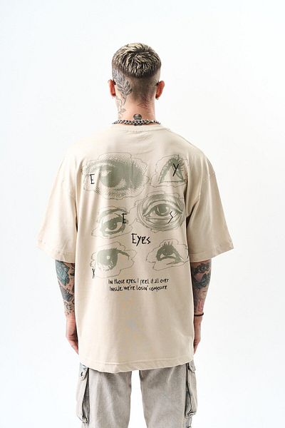 Respire Ανδρικό μπλουζάκι Oversize Μπεζ