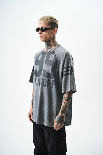 Respire Чоловіча футболка PlayOff 99 з принтом, великого розміру, сіра