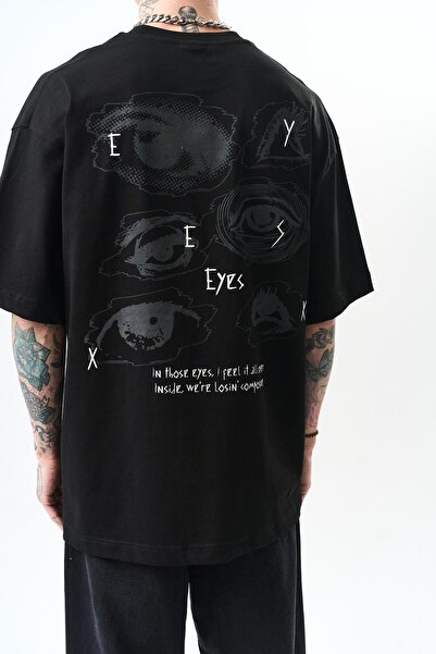 Respire Ανδρικό μπλουζάκι με στάμπα ματιών μαύρο