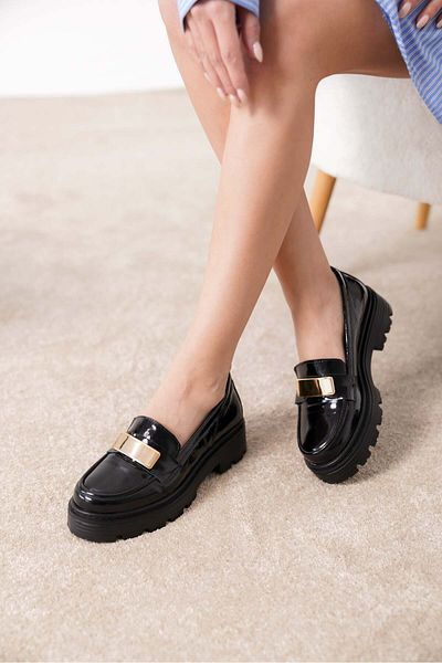 öz se shoes Дамски мокасини Romola със златна катарама и лачена кожа, ортопедични и висококачествени