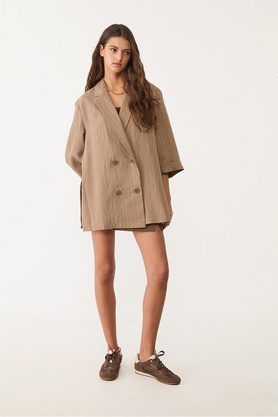 Stradivarius Striped linen blend kimono blazer