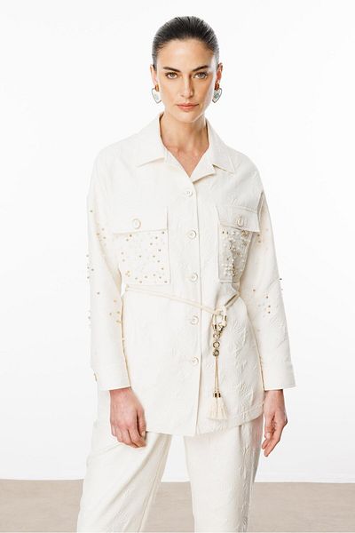 Moda İlgi Modailgi Πέρλα Λεπτομερής Ζώνη Oversize Τούνικα Λίθος