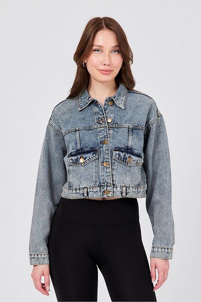 Polo State Jachetă de damă Ice Blue Crop Denim