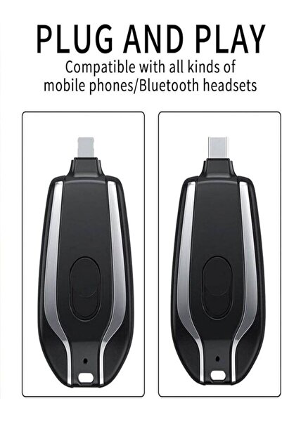 Gerenic BESAMHEAD 1500mAh Portable Keychain Power Bank Charger Type-C |