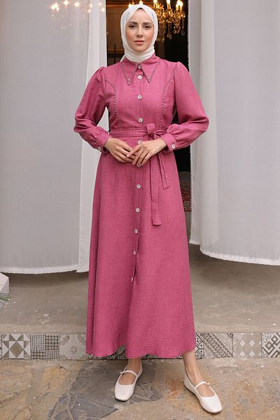 giyze Φόρεμα με λεπτομέρεια με χάντρες Dusty Rose 6809