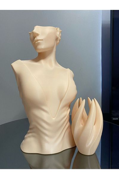 Goplast Premium Skin Color Decorative Jewelry Manikin and Hand Set of 2 Jewelry Display Stand Set Jewelry Organizeri Earrings Necklaceno2