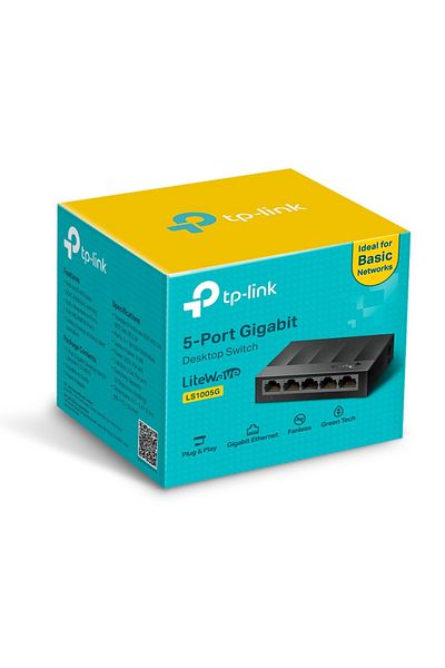 TP-LINK LS1005G 5-Port Gigabit Desktop Switch, 10/100/1000Mbps, Plug-and-Play, Compact Design