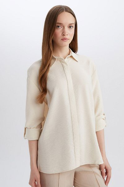 DeFacto Regular Fit Basic Plain Long Sleeve Shirt Tunic E0785Ax25Sp
