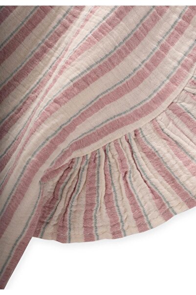 Cigit Muslin Skirted Blouse Set 2-8 Years Old Dusty Rose Striped