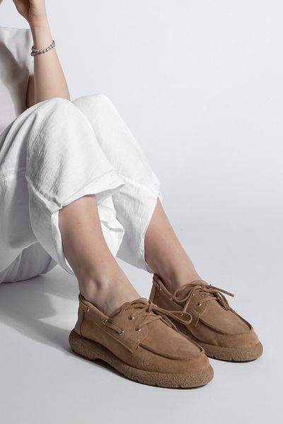 Marjin Dámské boty pro volný čas z pravé kůže Enita Camel