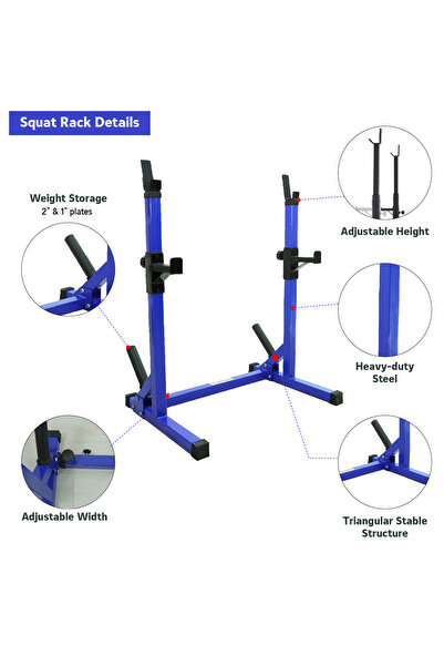 YALLA HomeGym Commercial Home Adjustable Heavy-Duty Squat Rack Stand, Bench Press Rack, RED