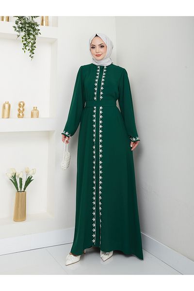 VOLT CLOTHİNG Γυναικείο Κεντημένο Φόρεμα Abaya Ferace