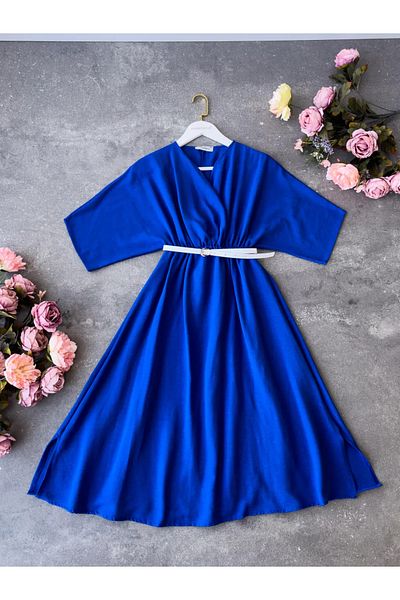 modabetce rochie din in, cu decolteu dublu