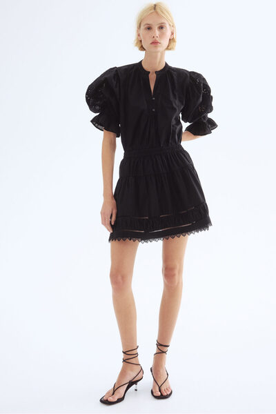 H&M İşlemeli Şeritli Etek