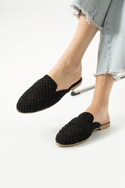 AlbiShoes Γυναικείες καλοκαιρινές ελαφριές άνετες παντόφλες κλειστές μπροστινές ψάθινες πλεκτές παντόφλες καθημερινές παντόφλες