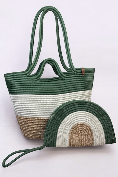 MaVaux Τσάντα και τσάντα ώμου με διπλό φερμουάρ Lumos Wicker Look