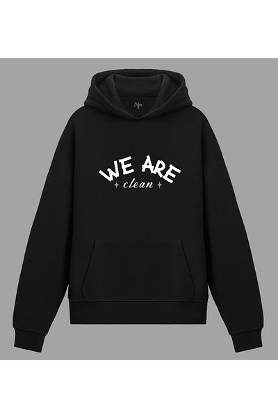 Edizen We Are Clean Premium Hoodie Unisex Oversize 100% Cotton Black Hooded Sweatshirt
