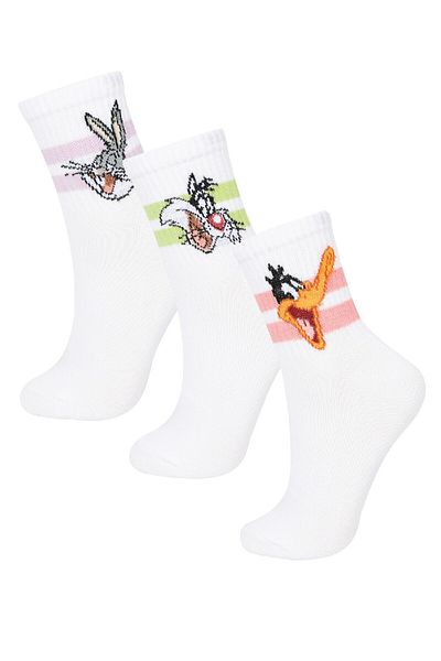DeFacto Șosete de damă Looney Tunes din 3 piese din bumbac B8757axns