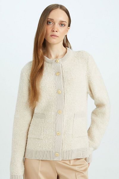 DeFacto Regular Fit Crew Neck Basic Plain Buttoned Knitwear Cardigan 3165869