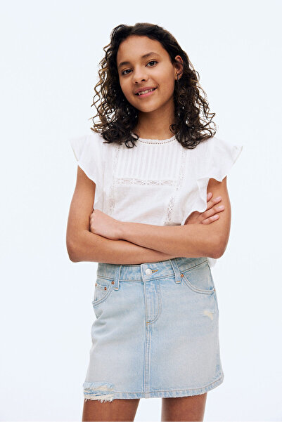 H&M Eskitme Detaylı Kot Etek