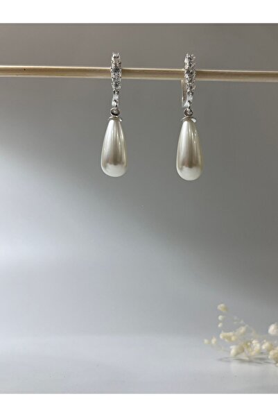 DURAN TAKI TASARIM Mayorka İnci Gümüş Küpe ( 8 x17 mm )